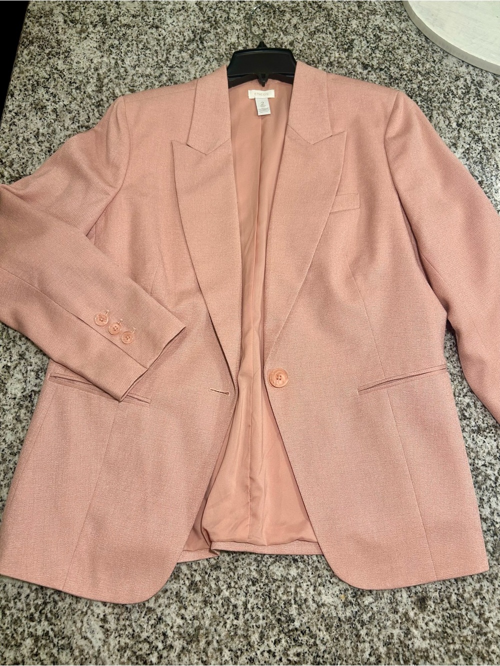 Chico's Blush Pink Single-Button Tailored Blazer